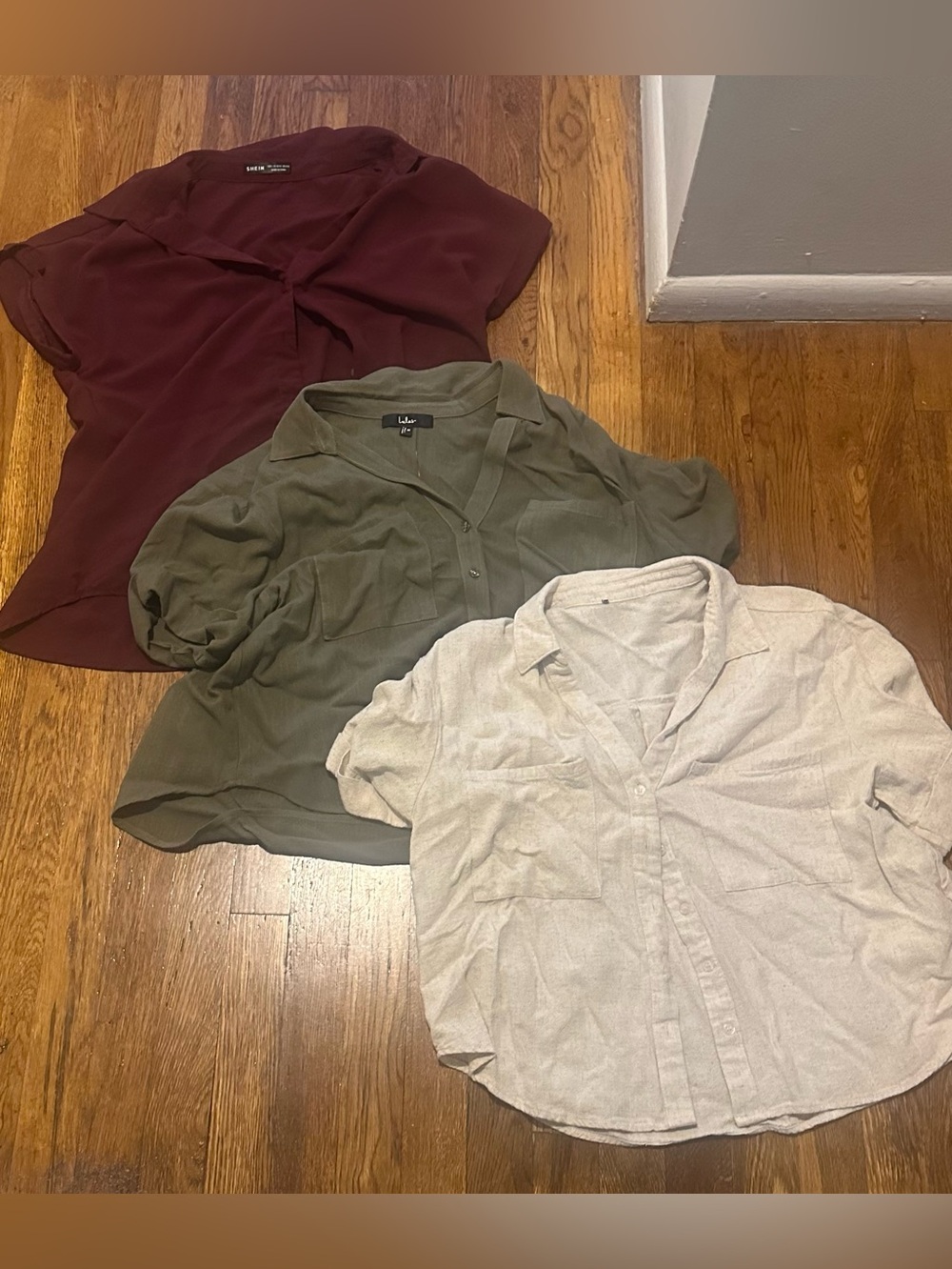 Lulu's Olive Button-Front Blouse